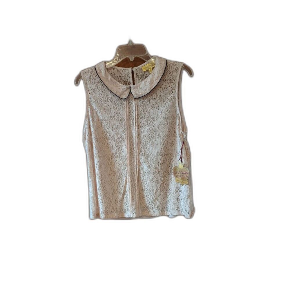 NEW Vera Wang Lace Blouse Beaded Peter Pan Collar Shirt Sz XL Fairycore Coquette